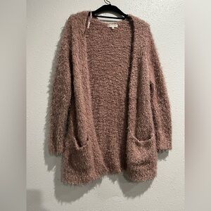 Woven Heart Mauve Fuzzy Cardigan size XL